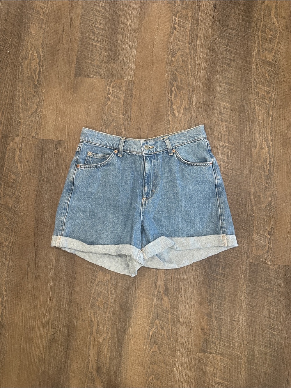 Top Shop- Classic High-Waist Blue Denim Shorts